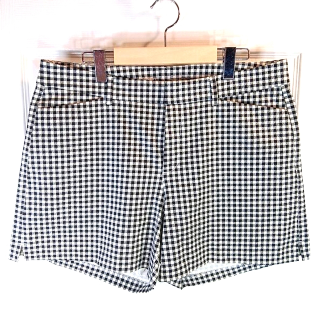 NWOT Old Navy High-Rise Pixie Shorts Black White Gingham Checkered Plus Size 14